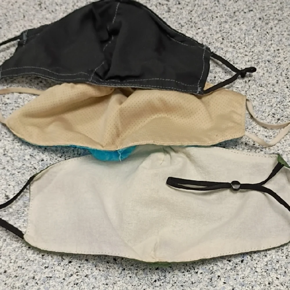 Set of Three Face Masks in Gray, Blue, and Green